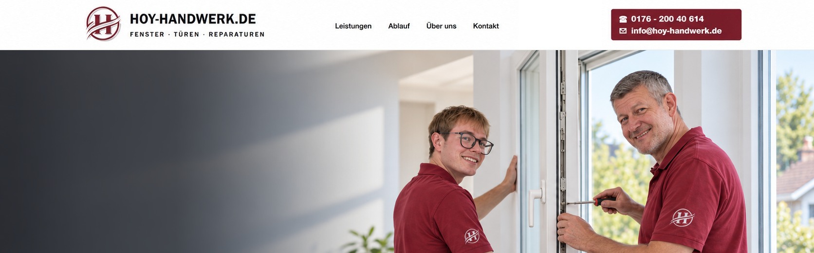 HOY-Handwerk – Thomas Hoy und Adrian bei der professionellen Wartung eines Fensterbeschlags